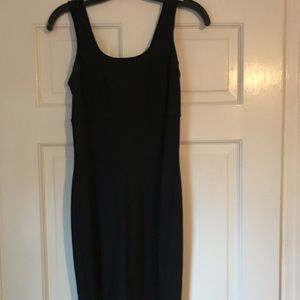Form fitting LBD, gold zipper in back